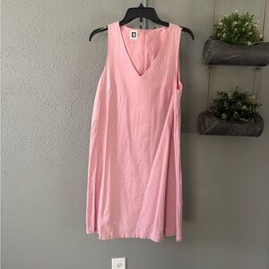 Anne Klein Pink V-Neck Dress size M linen